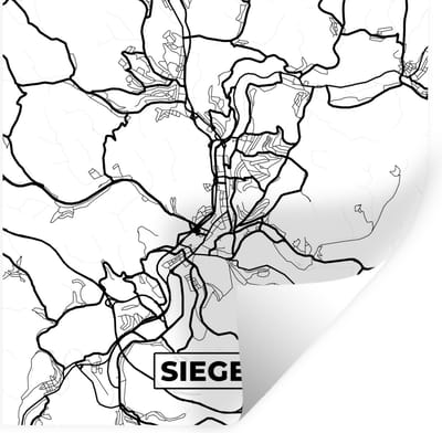 Muurstickers - Sticker Folie - Siegen - Kaart - Plattegrond - Stadskaart - 100x100 cm - Plakfolie - Muurstickers Kinderkamer - Zelfklevend Behang XXL - Zelfklevend behangpapier - Stickerfolie