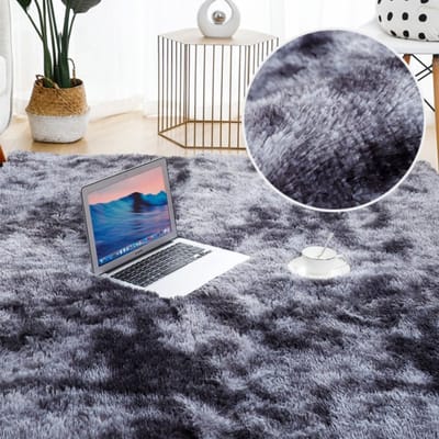Happyment Zacht fluffy vloerkleed - Hoogpolig tapijt - Wasbaar - Donkergrijs - 160x230cm - Woonkamer, slaapkamer, kinderkamer