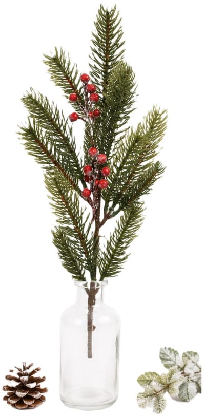 Feeric lights & Christmas Dennentak - groen - met bessen - 52 cm - kunststof - decoratief