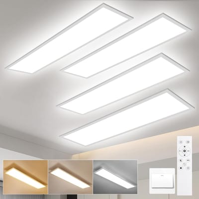 Oraymin Set van 4 LED Plafondlamp 120x30 cm - 40W - Instelbaar 3000-6500K- Met Remote