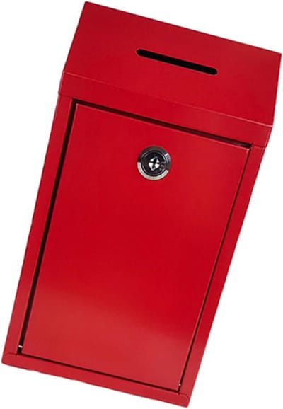 Brievenbus Met Kluis - Donatiebox Suggestiebox - Veilig Opslaan - Roestbestendig Staal - 15.5 x 8 x 27 cm - Rood