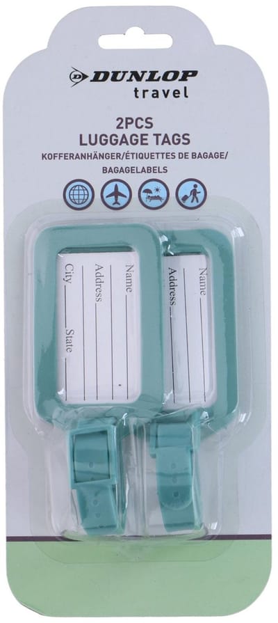 DUNLOP Bagagelabels - 11,5x5cm - Set van 2 stuks - Blauw