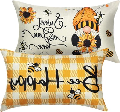 Set van 2 Decoratieve Kussenhoezen 30x50cm van Katoen en Linnen voor Lente en Zomer, Perfect voor Bank en Stoelen, Boerderij Stijl Kussens