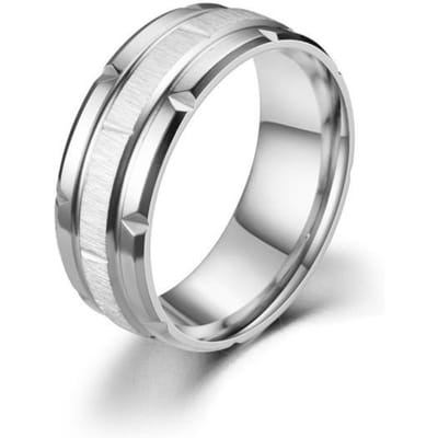 Luxe 8mm Dubbele Groef Afgeschuinde Mannen Titanium Stalen Ring Met Aaa Zirkoon Steen Ringen Voor Mannen Vrouwen Wedding Band sieraden Geschenken 8 white