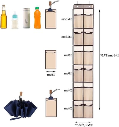 Hanging Bag voor Schoenen - Opbergzak met 12 Compartimenten voor Efficiënte Opslag en Organisatie in Beige