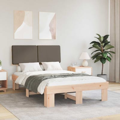 vidaXL - Bedframe - met - Gevoerde - Hoofdbord - Taupe - 120 - x - 200 - cm
