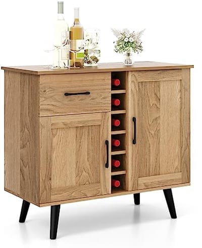 Industriële Sideboard Wijnkast voor Keuken met 6 Flessen en Vakken