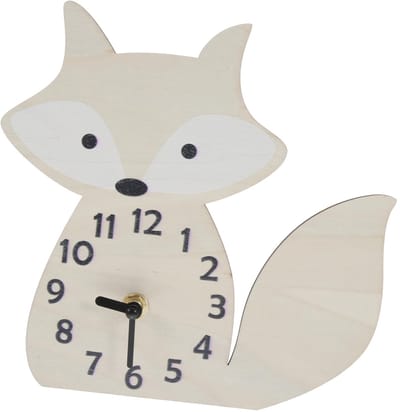 Allecto - Klok - Kinderkamer Decoratie - Geruisloze Wandklok - Houten Trim - Vosvormige Klok - Decoratie voor Thuis - Slaapkamer