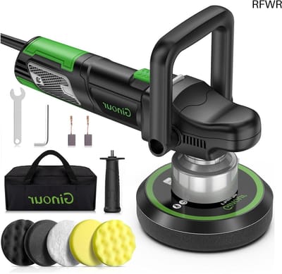 RFWR® Excentrische Polijstmachine 900 W met 6 Snelheden en 5 Polijstsponzen voor Auto, Boot en Motorfiets
