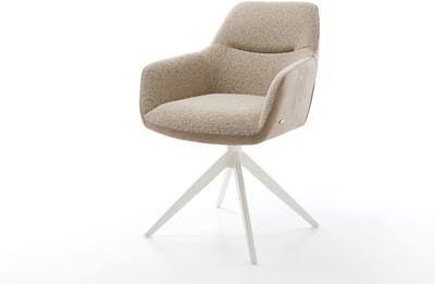 Eetkamerstoel Pejo-Flex kruisframe breed wit materiaalmix mud 360° draaibaar rocker-functie pocketveer kern