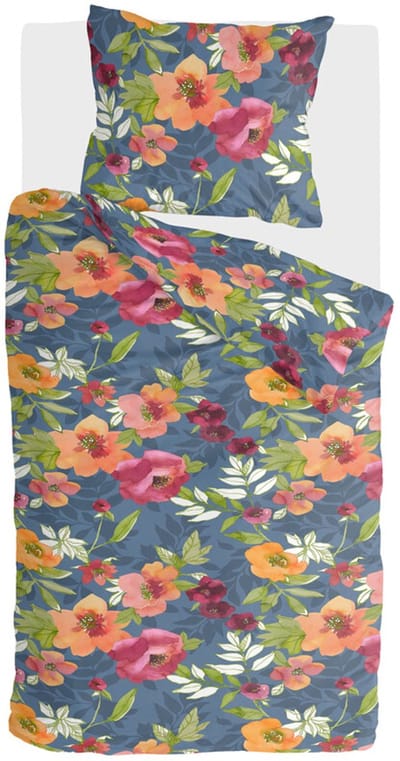 Byrklund Dekbedovertrek Flowering Peonies - 140x220 - 100% Katoen - Blauw