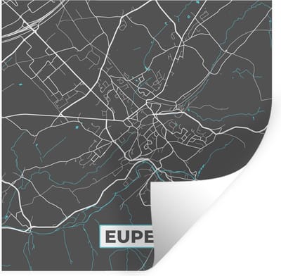 Muurstickers - Sticker Folie - Stadskaart – Grijs - Kaart – Eupen – België – Plattegrond - 100x100 cm - Plakfolie - Muurstickers Kinderkamer - Zelfklevend Behang XXL - Zelfklevend behangpapier - Stickerfolie