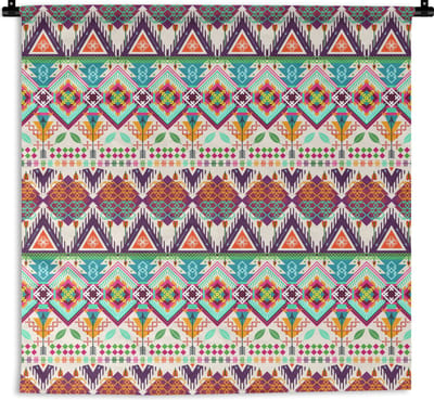 Wandkleed - Wanddoek - Azteken - Zuid-Amerika - Patronen - 180x180 cm - Wandtapijt