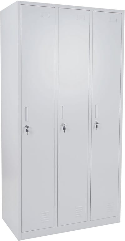 Locker Boston T829, lockerkast Lockerkast, metaal 3 vakken ~ grijs