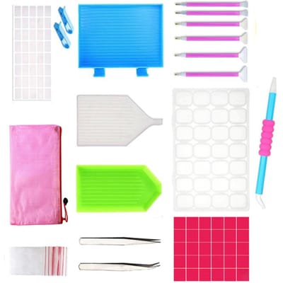 105 Stuks Doe-het-zelf Strass Sieraden Gereedschap Strass Schilderen Gereedschap Doe-het-zelf Knutselgereedschap voor Sieraden Maken blue