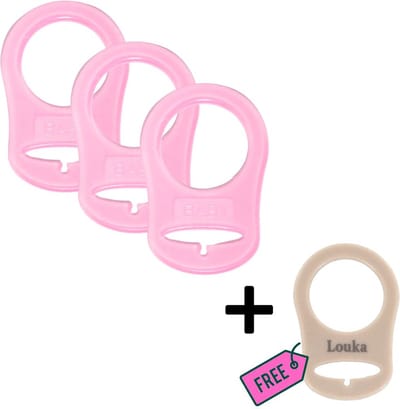 Louka - Ring mam speen transparant licht roze - 3 STUKS + 1 GRATIS - Mam siliconen fopspeen ring - speenkoord