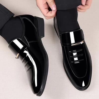Heren Lakleren Schoenen Zakelijke Schoenen Casual Puntneus Instappers Heren Luxe Feest Bruiloft Plus Size Schoenen 40 gray