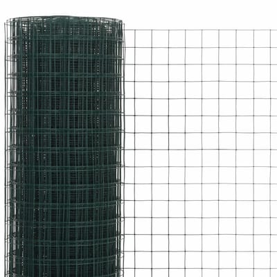 Kippengaas Geplastificeerd - 25 x 0.5 Meter - Fijnmazig 12x12 mm - Groen PVC Coating - Volièregaas - Muizengaas - Tuingaas