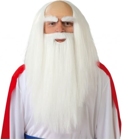 Carnaval verkleed pruik met baard - Tovenaar - lange witte haren en baard