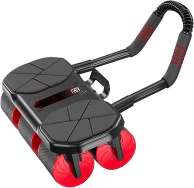 Buiktrainingsrol - Spiertrainer - Thuistraining - Automatische terugvering - 36 x 42 cm - Rood/zwart