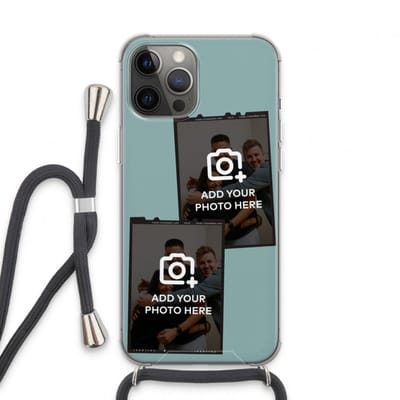 Gepersonaliseerd - Case Company® - Hoesje met koord geschikt voor iPhone 13 Pro Max hoesje met Koord - Polaroid Zwart - Telefoonhoesje met Zwart Koord - Extra Bescherming aan alle Kanten en Over de Schermrand