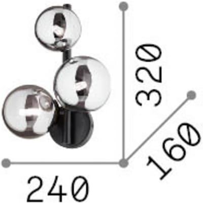 IDEAL LUX wandlamp Perlage, messing/amber, 3-lamps