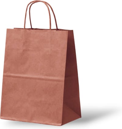 Papieren Draagtas (S) - 50 Stuks - Terra/Licht Bruin/Kraft - 18x8x24 cm - Papieren Tasjes - Kraft Tas - Tassen - Cadeau Tas - Hoogwaardig Natron Kraft Papier - Eco-vriendelijk - Ideaal voor Geschenken
