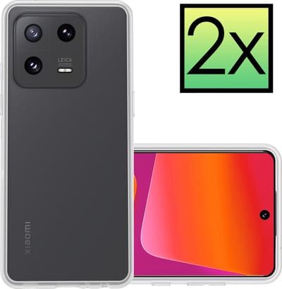 Hoesje - 2 Stuks - Geschikt voor Xiaomi 13 - Sterk & Shockproof - Case Siliconen - Back Cover - Telefoon Hoes - Transparant