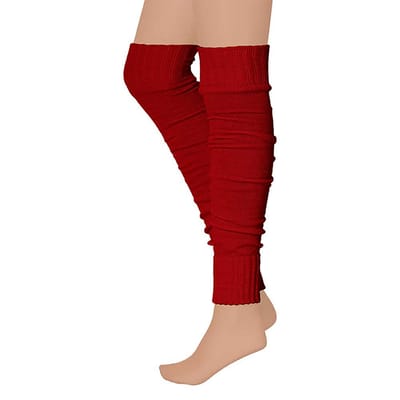 Apollo - Overknee beenwarmers - Fluor Rood - One Size - Feestkleding - Beenwarmers carnaval - Warme Beenwarmers