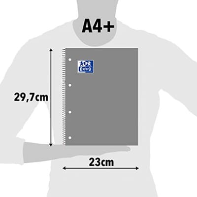 Microgeperforeerde notitieboeken A4+ set van 5, 120 vellen, geruit 5x5, diverse kleuren