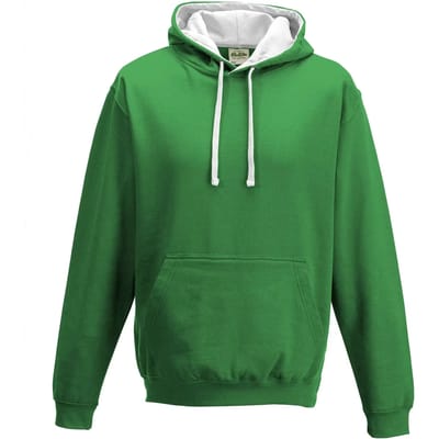 Just Hoods Varsity Hoodie JH003 - KELLY GREEN/ARCTIC WHITE - L