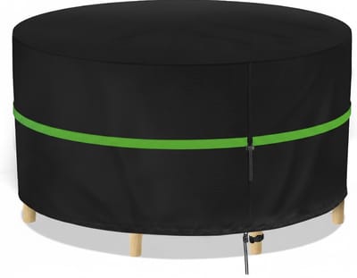 Famanu – Tuinmeubelhoezen - 420D Oxford ronde tuintafelhoes - zwaar belastbare patio tuinmeubilair tafelhoes waterdicht - winddicht en anti-UV patio set hoes (190 x 80 cm)