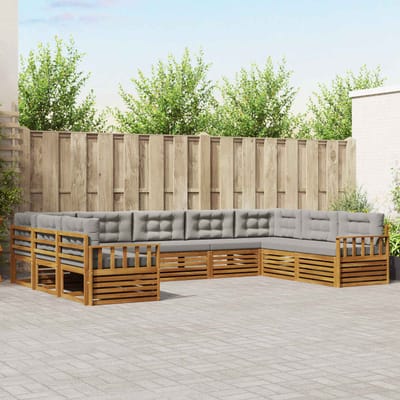 vidaXL - Buiten - bank - set - 9 - st - Natuurlijk - en - Licht - Grijs