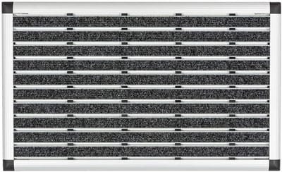 Core® Borstelmat Voor Buiten – Voetenveger 100% Aluminium Frame - Deurmat Binnen Met Aanloopranden –Wit/Zwart- 40cm x 60cmx 1cm