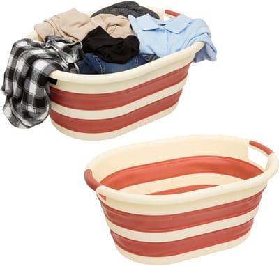 5Five Wasmand - 2x - 21L - rood - PP - opvouwbaar - 39 x 39 x 53 cm - flexibel