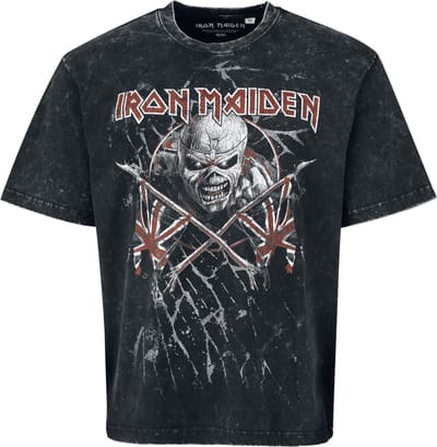 Iron Maiden T-shirt - Crossed Flags - S tot XXL - voor Mannen - antraciet