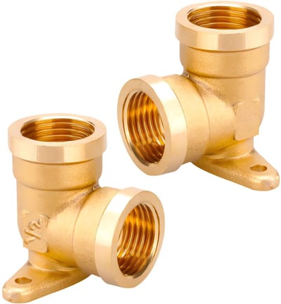 2 stuks 1/2" messing wandschijf, 1/2 inch wanddoos messing boog, water wandaansluiting 1/2 inch, hoek 90 graden wandschijf hoekstuk, 1/2" IG x IG wandschijf, hoekverbinding, DN15 wanddoos