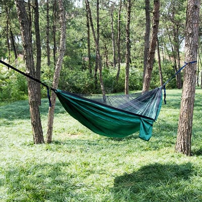 Kampeerhangmat - Reishangmat - Buiten Ontspannen - Ingebouwd Muskietennet - 290 x 140 cm - Groen