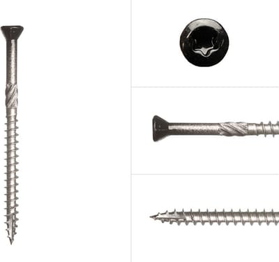 Wovar Potdekselschroeven Zwart RVS 410 5 x 70 mm Torx 25 Deeldraad | Doos 100 Stuks | Houtschroeven