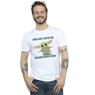Star Wars Heren The Mandalorian Grogu luistert niet T-Shirt (Wit)