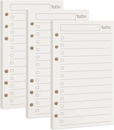 Navulpapier A6 - Plannervulling Losbladig - Dagelijks Noteren - 100GSM Dik Papier - 3 Pak 135 Vellen - Ivoor