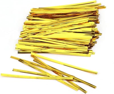 800 Stuks 10 cm Metalen Twist Ties voor Snoepzakjes, Koffiezakjes en Snacks in Goud, Perfect voor Feestjes en Cake Pops