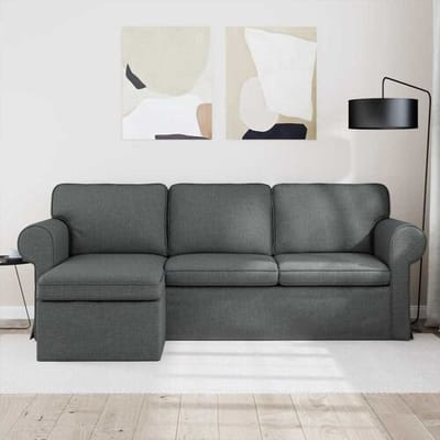 vidaXL - Bank - Donkergrijs - 215 - x - 138 - x - 80 - cm - Stof