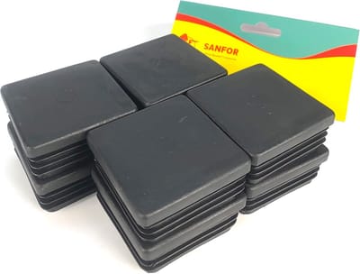 Vierkante Beschermdoppen voor Poten en Buizen Zwart Antislip 60x60 mm Set van 8