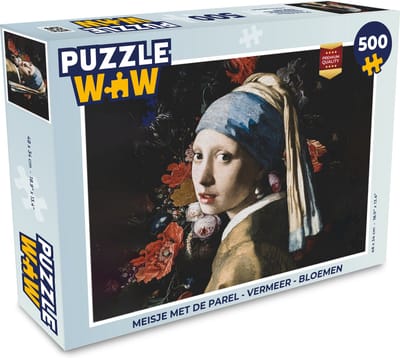 Puzzel Meisje met de parel - Vermeer - Bloemen - Legpuzzel - Puzzel 500 stukjes