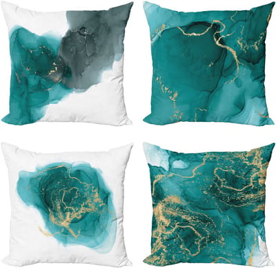 New Bed Marmerprint Natuurlijke Steenpatroon Dromerige Bewolkte Kussenhoes met sierkussen, 4-pack, modern accent, dubbelzijdig digitaal bedrukt, 40 cm x 40 cm