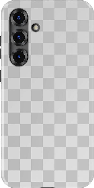 Design Hoesje Samsung Galaxy S25 Plus | Geschikt Voor Mag | Tiny Squares Checkered Print | Backcover Samsung Galaxy S25 Plus Ivory Squares