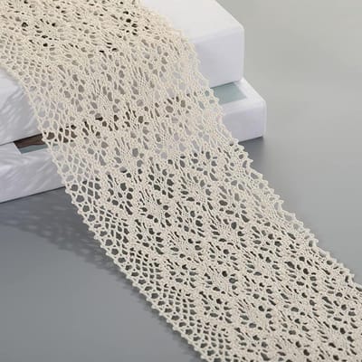 13,5 cm Brede Kanten Boordband voor Decoratie, Kleding en Bruiloft - Vintage Stijl, Katoenen Sierband met 10 m lengte
