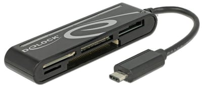 DeLOCK USB Cardreader all-in-one met USB-C connector en 5 kaartsleuven (o.a. SD 3.0/UHS-I) - USB2.0
