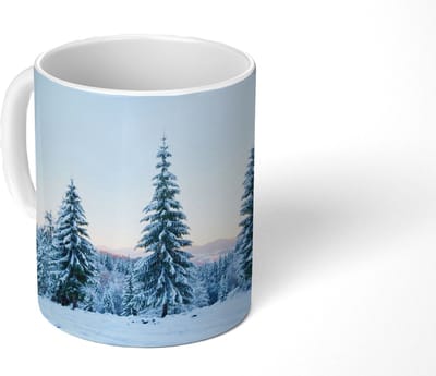 Mok - Koffiemok - Winter - Sneeuw - Bomen - Mokken - 350 ML - Beker - Koffiemokken - Theemok